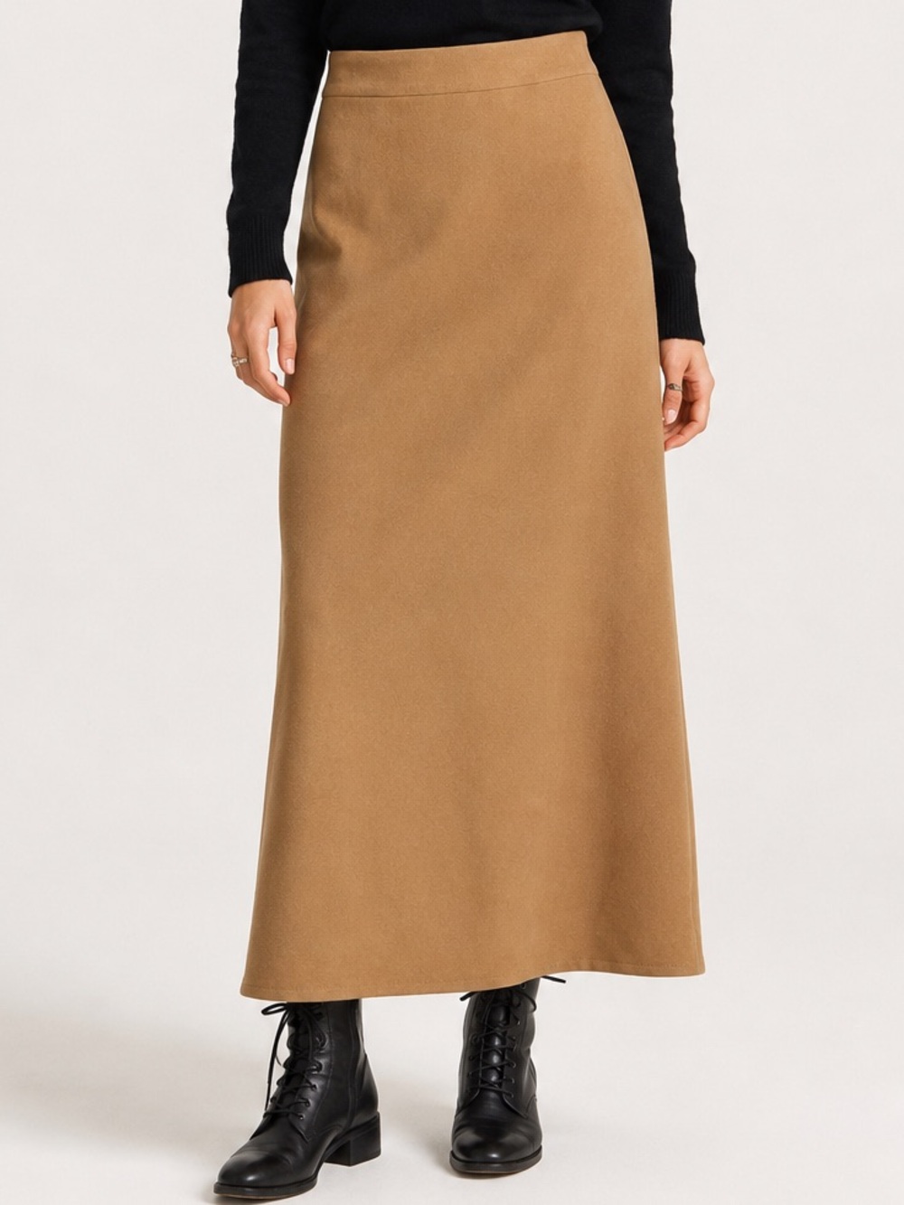 Vintage Tan pure wool maxi skirt size small